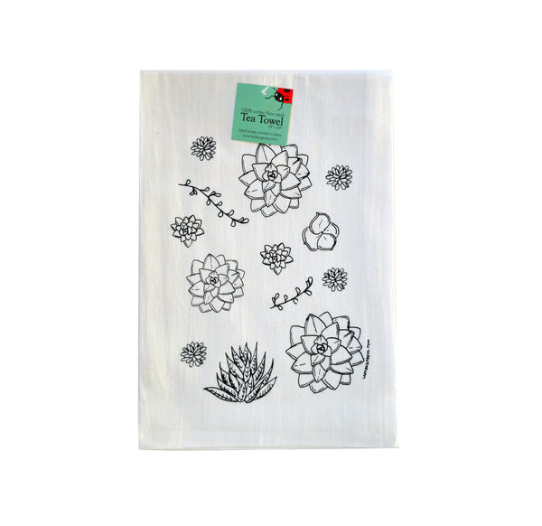 Succulent Tea Towel, flour sack towel