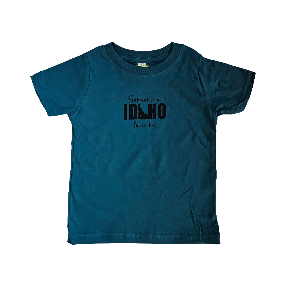 Toddler Someone in Idaho Loves Me Blue T-Shirt, Eco Friendly Water based inks