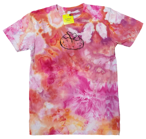Adult Ice Dyed Idaho Spud T-shirt, screen printed with eco-friendly waterbased inks, adult sizes