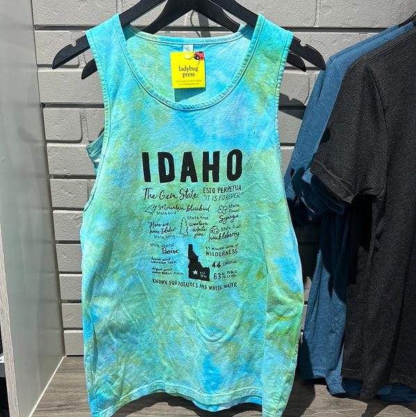 Ice Dyed Idaho Facts Tank Top, Adult Sizes