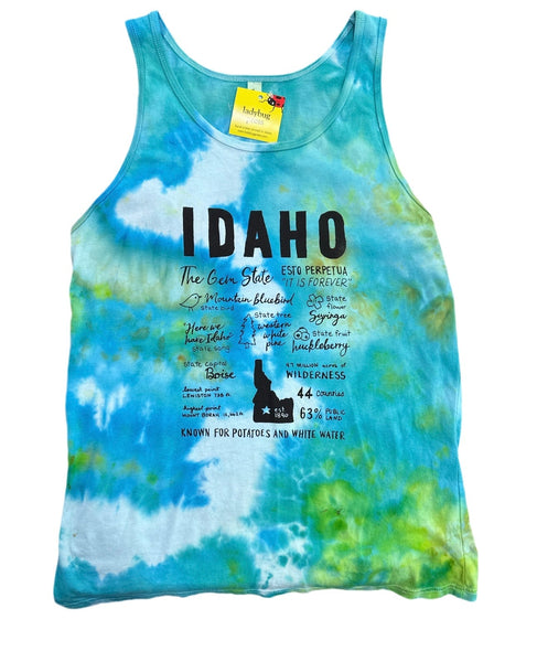 Ice Dyed Idaho Facts Tank Top, Adult Sizes