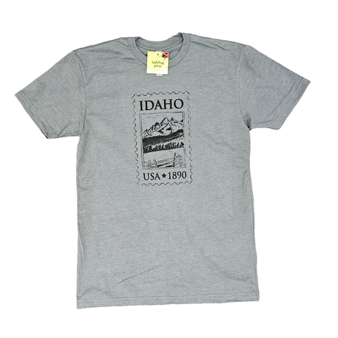 Idaho Stamp T-shirt, Adult Sizes, Eco Friendly Waterbased Inks