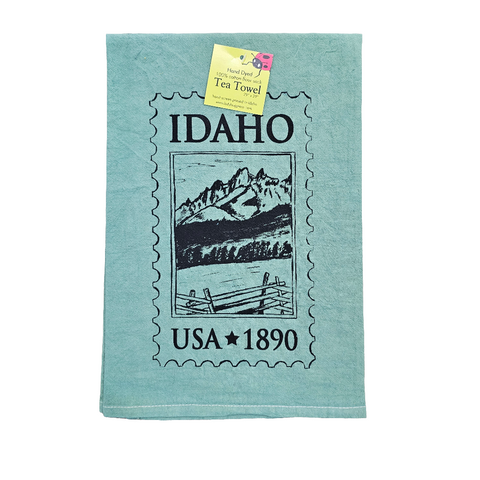 Dyed Idaho Postage Stamp Tea Towel, Screen Printed flour sack towel