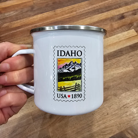 Idaho Postage Stamp Enamel Mug