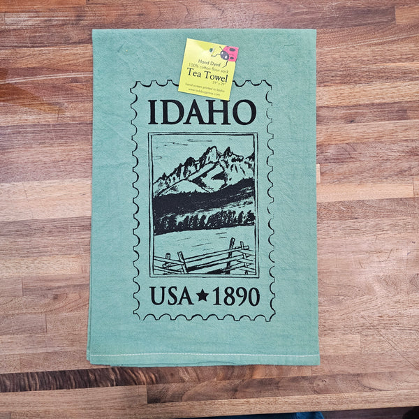 Dyed Idaho Postage Stamp Tea Towel, Screen Printed flour sack towel