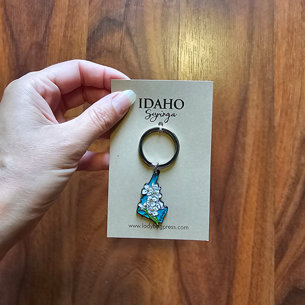 Idaho Syringa Enamel Keychain