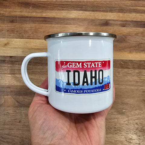 Idaho License Plate Enamel Mug